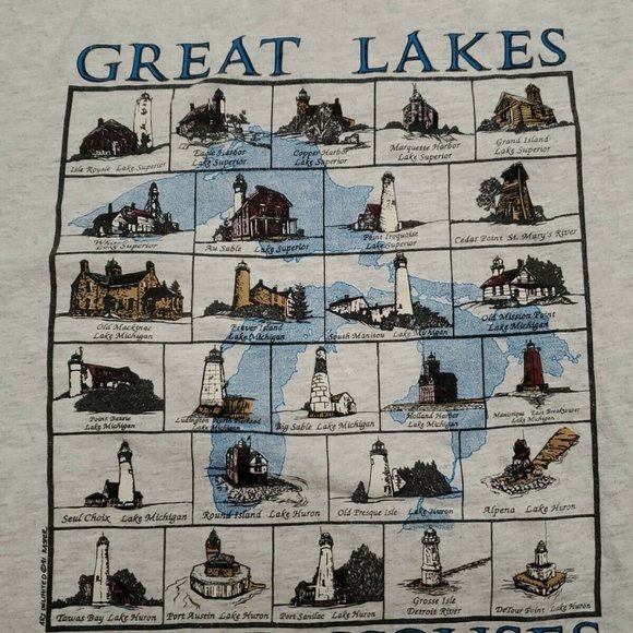 Great Lakes Light Houses Lee Graphic T-Shirt XXL - Picture 7 of 10